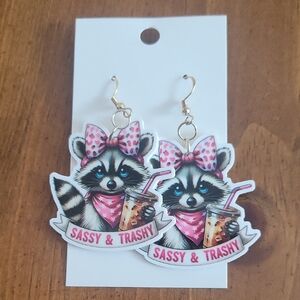 Pink Raccoon Earrings